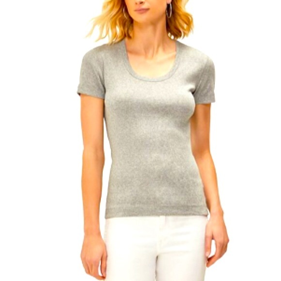 Three Dots Scoop T-Shirt Size: S, Heather Gray - Picture 1 of 4